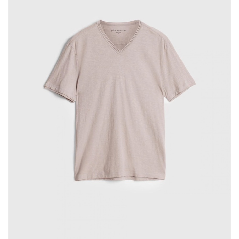 John Varvatos Men's Light Beige V-Neck Tee